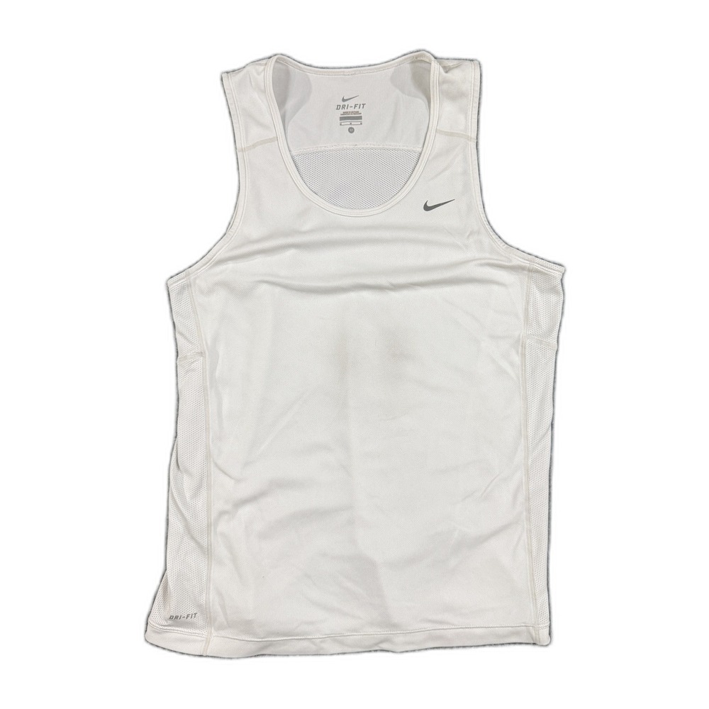 Nike Dri-FIT Miler Running Singlet Tank Top Mens Medium White Mesh Sleeveless